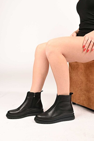 Bestello Bağcıksız Fermuarlı Termo Taban Hakiki Deri Comfort Bot 336-01240 Kadın Bot