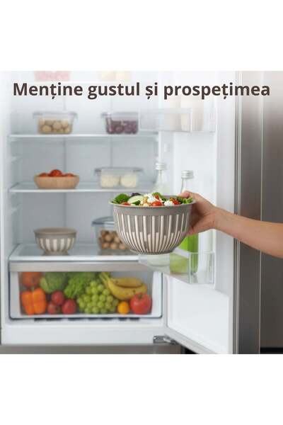 Köken Set of 4 durable plastic bowls for salads, fruits, cooked food, 0.45/1.6/3.6/5.6 L, BPA free, Gray