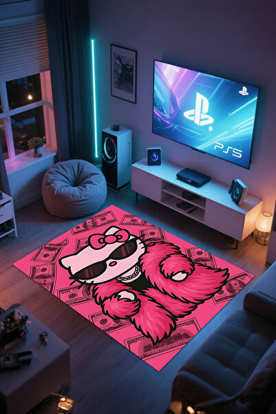 Reyhani HELLO KITY DESENLİ Kaymaz Taban Makinede Yıkanabilir Gaming Oyuncu Ga...