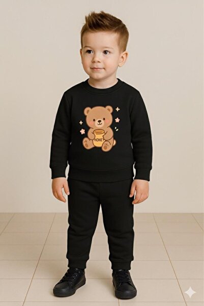 playwear Παιδικό βαμβακερό φούτερ και αρκουδάκι με στάμπα μέλι, σετ φόρμας 3 ...