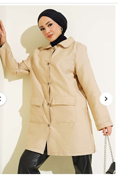 ZENNE MODA Gömlek yaka çıtçıtlı kap bej renk