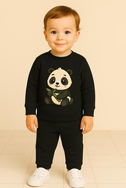 playwear Άνετο σετ φούτερ και παντελόνι με στάμπα Panda για αγόρια και κορίτσ...