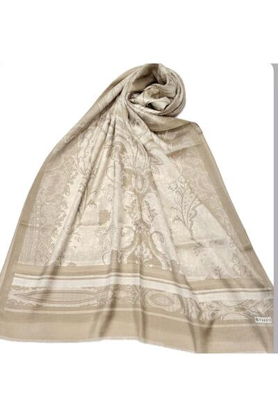 Vakko Desenli Soft İpek Şal 40190-Kum
