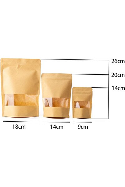 COZOK CozofLuv 100 Small Brown Paper Bags with Clear Window for Coffee, Tea & Food (Multi-Size)