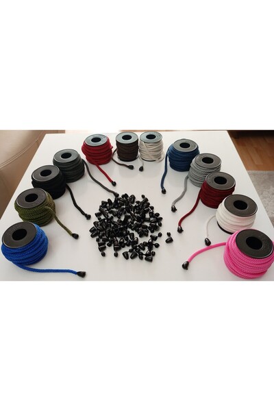 Genel Markalar 12 adet farklı renkte 10 mt 6mm Eşofman Kapüşon Bağcık ipi ve ...