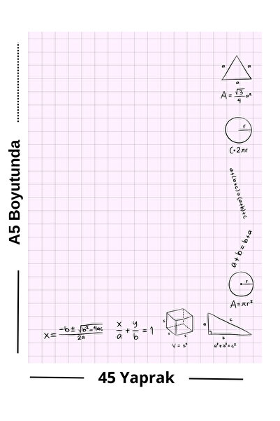 Ez&Tu Stıcker "Matematik Formüllü A5 Kareli Çek Kopar Not Kâğıdı - 45 Yaprak"