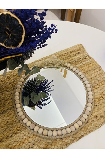 kattuna Set of 2 Raffia and Bead Mirrors
