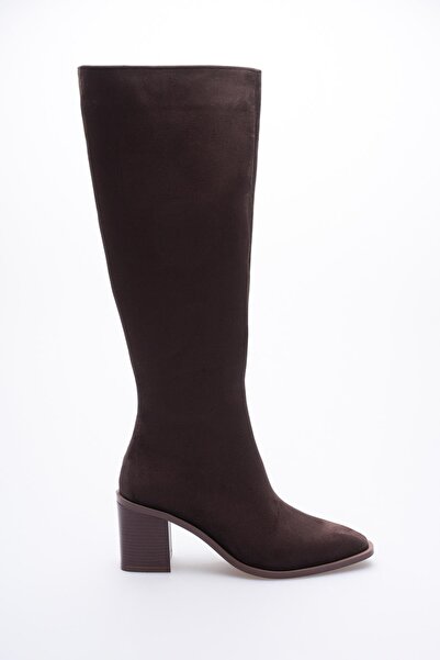 Mubiano Γυναικείες μπότες σουέτ με φερμουάρ καφέ Arsen