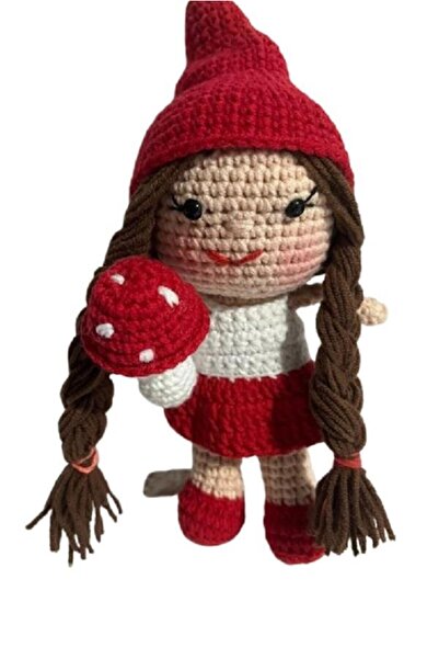 OYUNCAKPARK Maskot Mantar Kız Amigurumi Organik Anahtarlık Oyuncak