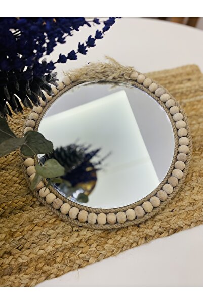 kattuna 3-Piece Raffia and Bead Mirror Set