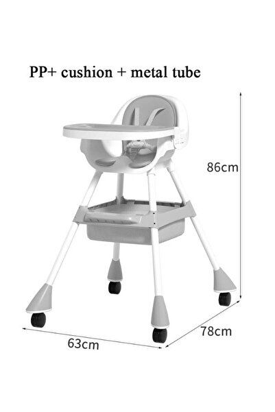 Fun Moment 2-in-1 Portable Foldable Waterproof High Chair with Wheels and Safety Belt