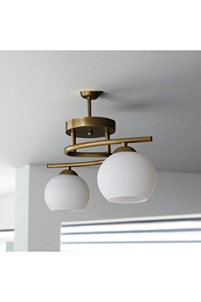 KUZENLER Eskitme Metal Gövdeli 2’li Beyaz Camlı Modern Avize | E27 Duy | Şık ...