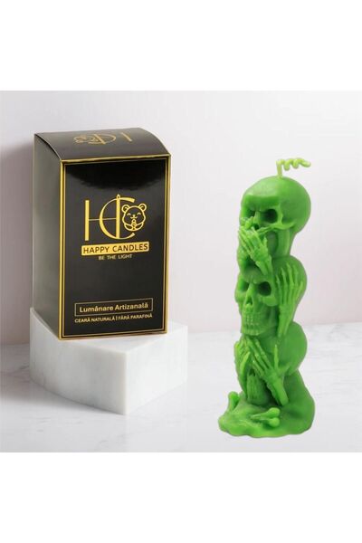Happy Candles Lumanare din ceara de albine, Totem de Cranii, Halloween