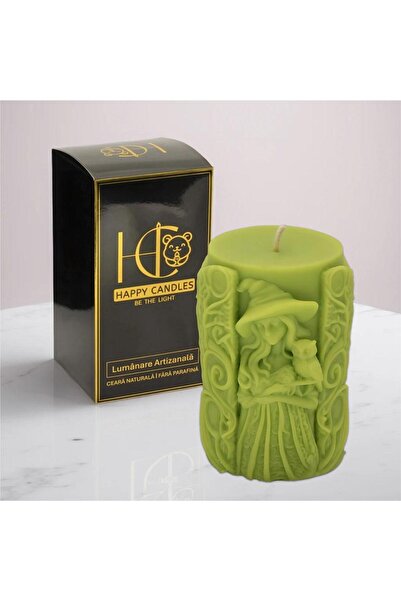 Happy Candles Lumanare parfumata din ceara de soia, Vrajitoare Model 3, Placinta de dovleac, Halloween