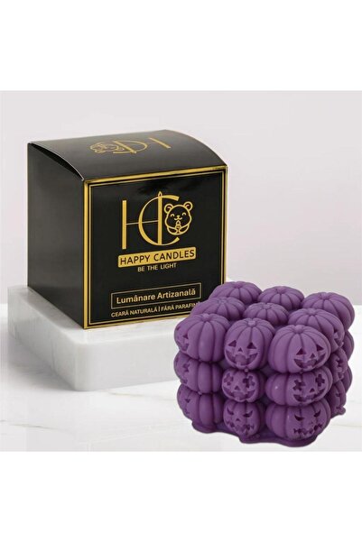 Happy Candles Lumanare parfumata din ceara de soia, Cub de Dovleci, Berry Bewitchy Brew, Halloween