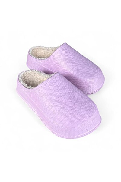 AkınalBella Women's Powder-Colored Fur-Lined Lightweight Eva Non-Slip Sole Slippers