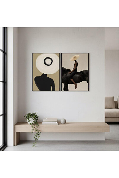 Linacci Double Black Metal Frame Hat Horse Glass Painting Set