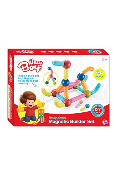 New Boy مجموعة بناء مغناطيسية من Snap Bars (64 قطعة)