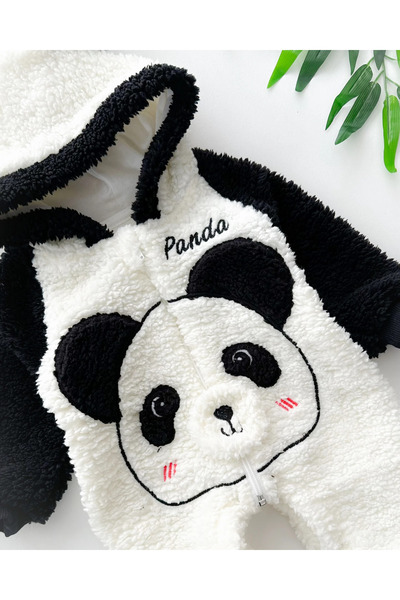 MASA Kırmızı Yanak Panda Kapüşonlu Peluş Kışlık Tulum aylık tulum