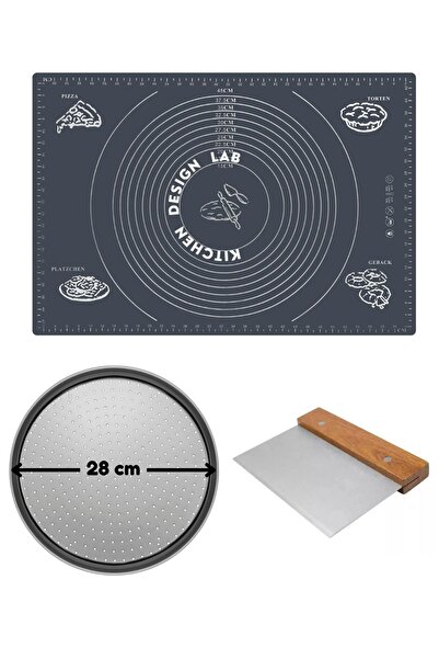 Genel Markalar Gri Silikon Hamur Açma Matı 45 X 65 Cm, 28 Cm Pizza Tepsisi Ve...