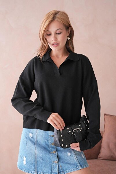 Relax Mode Kadın Polo Yaka Triko Kazak - 12240R