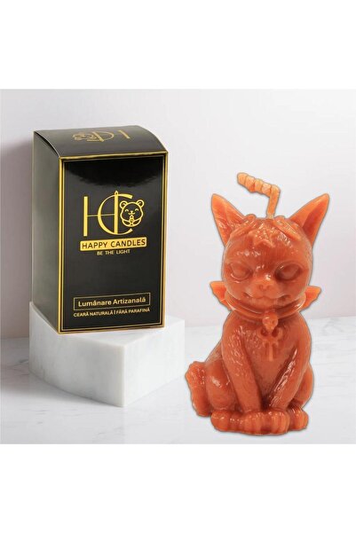 Happy Candles Lumanare din ceara de albine, Pisica Demonica Model 3, Halloween