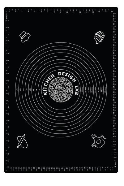 Atlas Mutfak Black 45x65 Cm Silicone Dough Rolling Mat, Steel Flour Sieve and Dough Roller with Wooden Handle