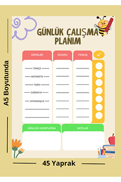 Ez&Tu Stıcker Kpss Günlük Çalışma Planı A5 Not Defteri – 45 Yaprak