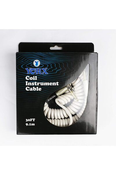 Yorx -Cables IPK-222PXGL-WH Coil Mono Plug - Rt Angle Instrument Cable (1/4in)