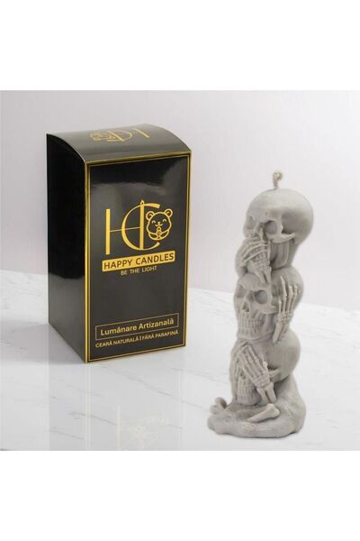 Happy Candles Lumanare parfumata din ceara de soia, Totem de Cranii, Placinta de dovleac, Halloween