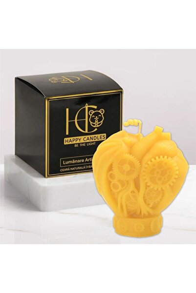 Happy Candles Beeswax Candle, Steampunk Heart, Model 1, Halloween