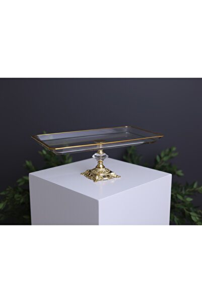 ÇNR Home Collection Pasabahce Crystal Metal Footed Gilded Baton Presentation ...