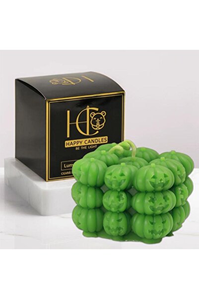 Happy Candles Beeswax Candle, Pumpkin Cube, Halloween