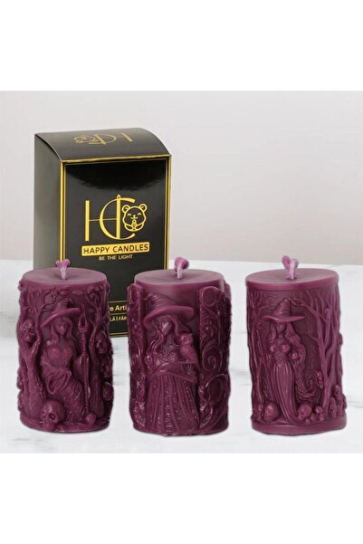 Happy Candles Lumanari din ceara de albine, Set Vrajitoare, Halloween