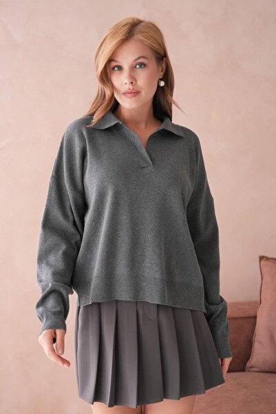 Relax Mode Kadın Polo Yaka Triko Kazak - 12240R