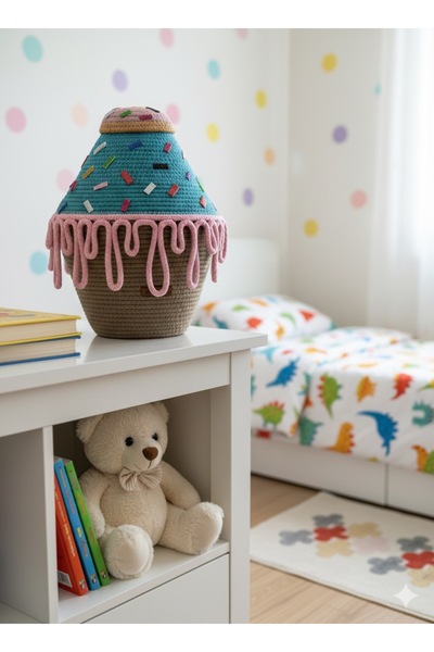 Zuviel Deco Handmade سلة آيس كريم مصنوعة يدويًا مقاس 25×35، سلة ألعاب، سلة تنظيم