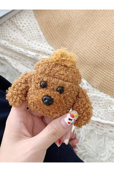 KVK PRİVACY Airpods Pro 2. Nesil Uyumlu Peluş Köpek Kahverengi Sevimli Poodle...