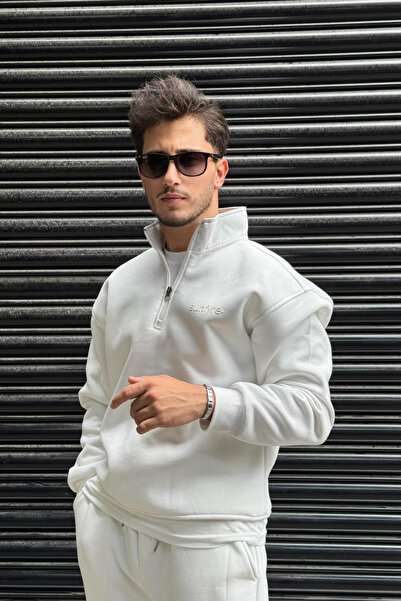 thesunfyre Set pentru bărbați cu guler înalt, cu 3 fire, cu fermoar, cu detalii în partea de jos și de sus