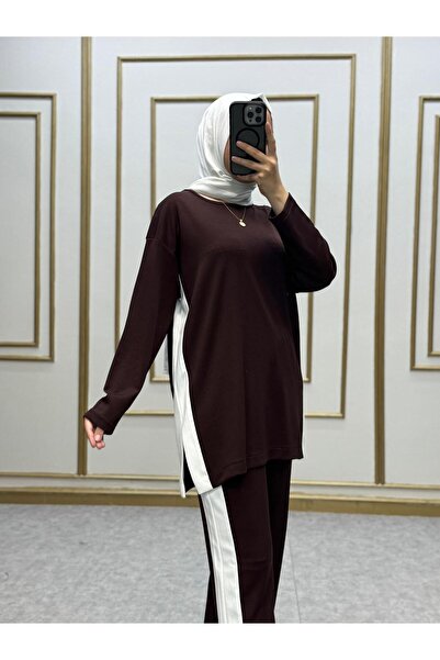 NİLNUR MODA Double Color Detail Pants Tunic Set