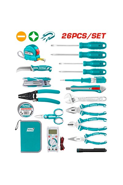 TOTAL Total TKETS0261 26PCS/SET Hand Tool Kit Canvas Bag