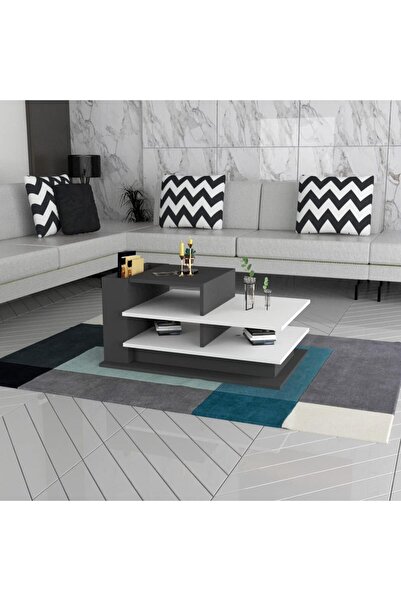 Stylish Home طاولة وسط قهوة صغيرة ابيض ورمادي - CT28