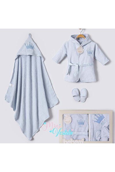 MiniVestito طقم روب حمام للأطفال من بيبي كينج مكون من 3 قطع (0-1 سنة)