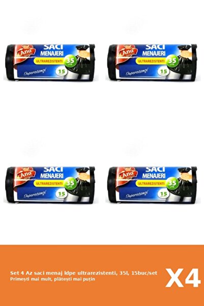 Az Set 4 saci menaj ldpe ultrarezistenti, 35l, 15buc/set