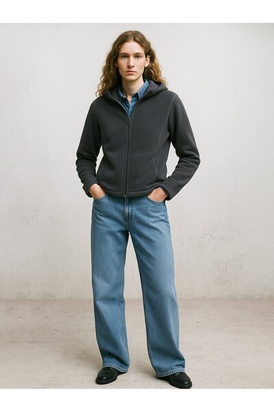 Ltb Regular Hooded Fleece Flat Fit Sweatshirt with Zipper