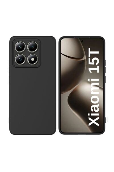 HANPORIUM غطاء سيليكون متوافق مع هاتف Xiaomi 15T - غطاء مرن بألوان باستيل مع حماية للكاميرا - أسود