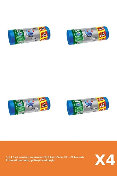 Fino Set 4 Saci menajeri cu manere Easy-Pack, 60 L, 20 buc/rola