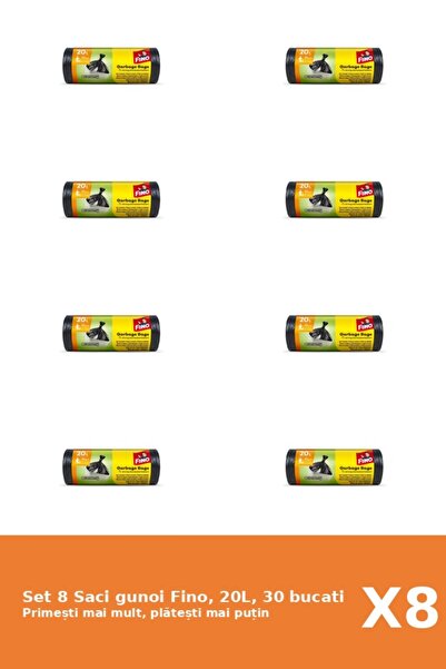 Fino Set 8 Saci gunoi Fino, 20L, 30 bucati