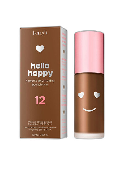 BENEFIT , Hello Happy, Brightening, Liquid Foundation, 12, Deep Warm, SPF 15, 30 ml