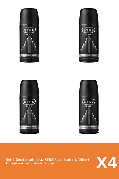 str8 Set of 4 Rise Deodorant Spray, Men, 150 ml