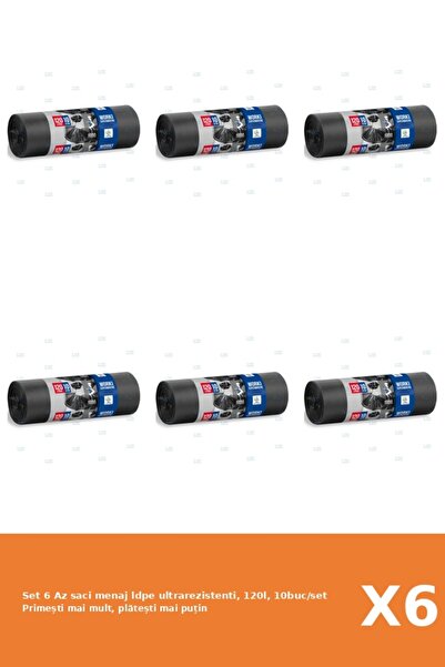 Az Set 6 saci menaj ldpe ultrarezistenti, 120l, 10buc/set